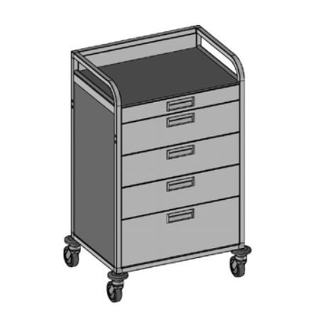 Treatment trolley - Medicar MW5 - Mercura Industries - anodized aluminum / 5-drawer / mobile