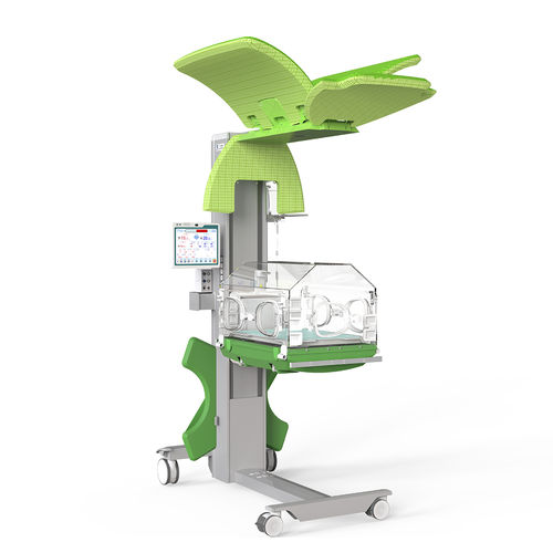 Neonatal incubator on casters - YP-2500B - Ningbo David Medical Device - height-adjustable / with touchscreen / with monitor