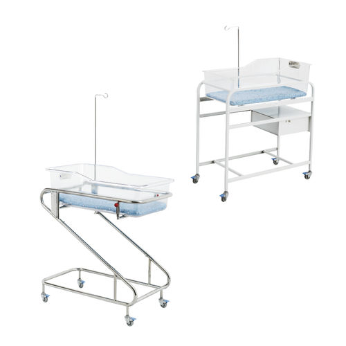Hospital bassinet on casters - YC-B - Ningbo David Medical Device - with IV pole / with storage unit / stainless steel