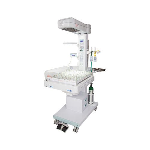Infant radiant warmer with storage compartment - Matrix SC - Olidef Medical - with oxygen cylinder / on casters / height-adjustable