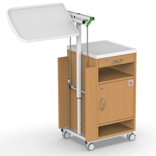Bedside table on casters - NS-1 - PROMA REHA - with integrated over-bed table / with drawers