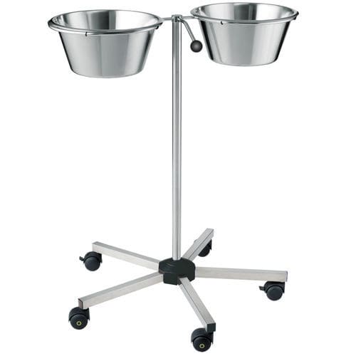 Double bin surgical basin stand - S0112002 - provita medical - trolley-mounted / stainless steel