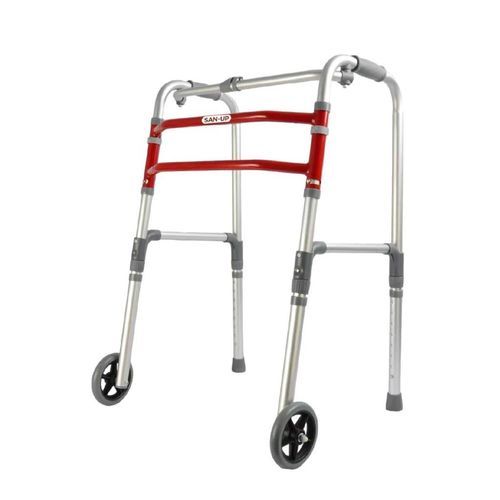 2-wheel mobility walker - WalkerPlus - SAN UP - folding / height-adjustable