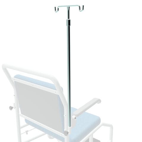 Table-mounted IV pole - 8012 - SEERS Medical - 2-hook / telescopic / stainless steel