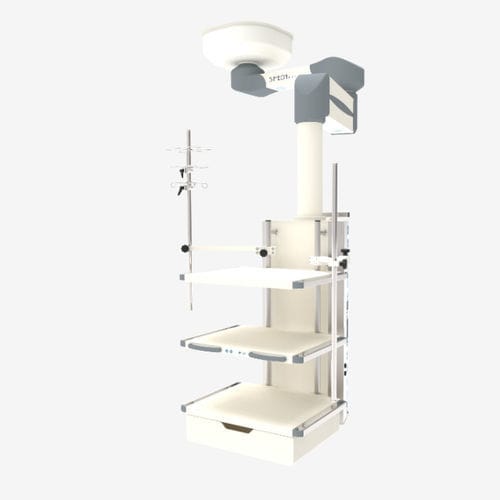Ceiling-mounted supply column - Sim.CARRY series - SIMEON Medical - anesthesia / with shelves