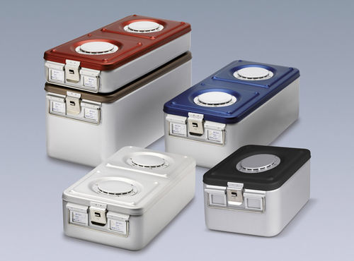 Instrument sterilization container - A1-091-626/V - Titanox  - aluminium / non-perforated / with valve