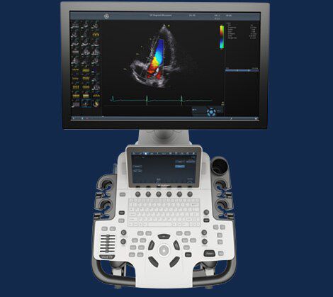 On-platform ultrasound system - Vivid™ T9 - GE Healthcare - for cardiovascular ultrasound imaging / B/W / color doppler
