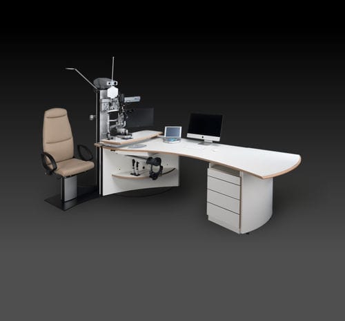 Ophthalmic workstation - HS-2010 - Haag-Streit Diagnostics - with chair / with light / with monitor