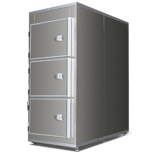 Body tray refrigerated mortuary cabinet - CAM030303 - Fiocchetti Scientific - 3-body / front-loading / with loading trolley