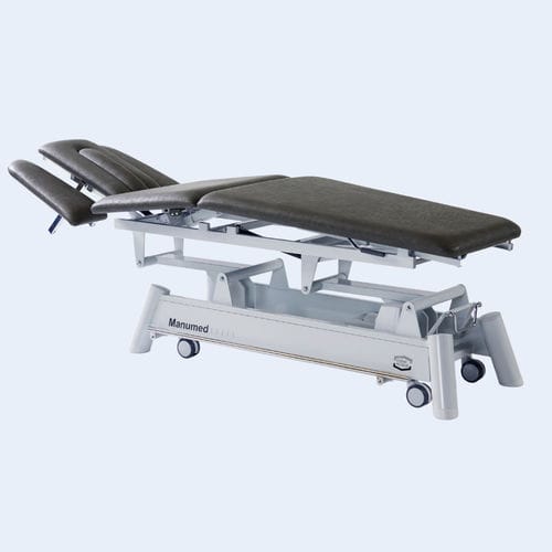 Electric massage table - Manumed Optimal - Enraf-Nonius - on casters / with armrests / with adjustable height backrest