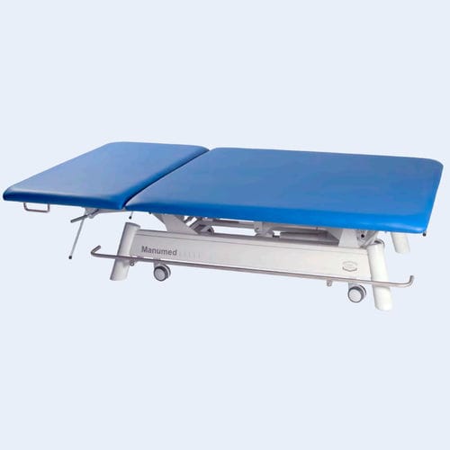 Electric Bobath table - Manumed - Enraf-Nonius - on casters / with adjustable height backrest / 2-section