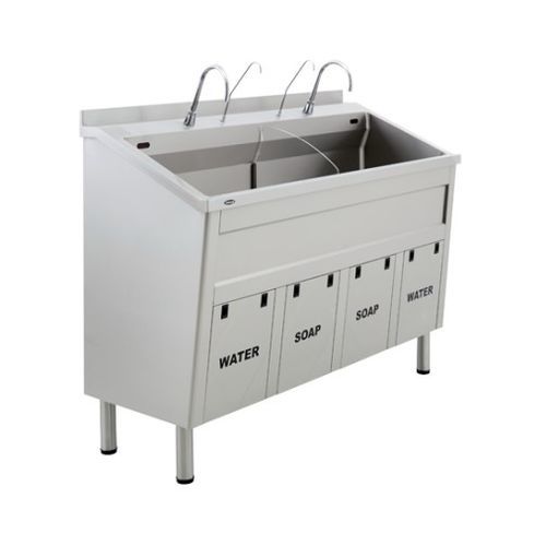 2-bay surgical sink - 80700 - Üzümcü Medical Devices - stainless steel / knee-operated