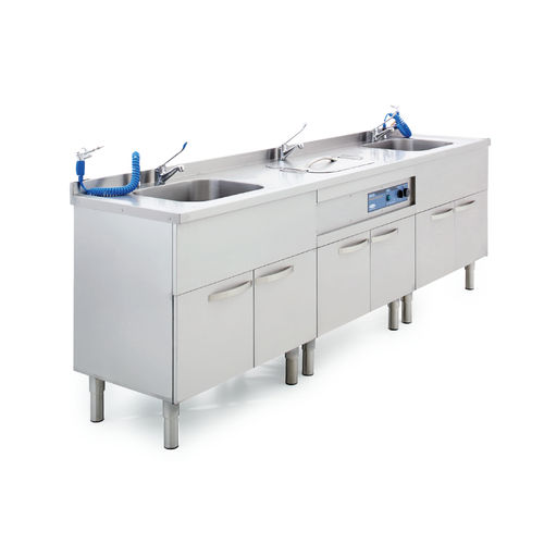 Stainless steel cleaning station - PM-55 - Üzümcü Medical Devices - with sink / ultrasonic