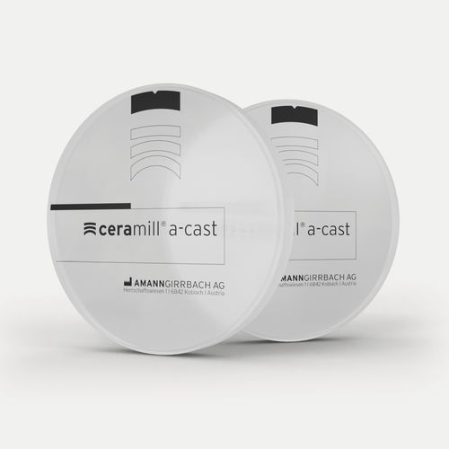 Acrylic dental material - Ceramill A-Cast - Amann Girrbach - PMMA / for dental restorations / CAD/CAM