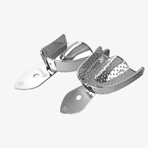 Lower dental impression tray - BIO-ART EQUIPAMENTOS ODONTOLÓGICOS - upper / perforated