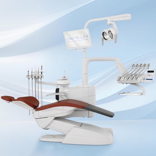 Dental treatment unit with chair - Skema 6 - Castellini - compact / with adjustable headrest / with monitor
