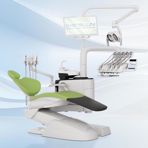 Dental treatment unit with chair - Skema 8  - Castellini - compact / with adjustable headrest / with monitor