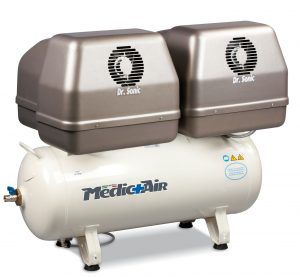 Dental air compressor - Dr. Sonic 640-90F-ES-6T - FNA S.p.A. - stationary / 2-workstation / with soundproof housing