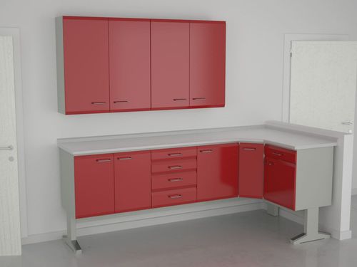 Dental laboratory workstation with shelves - 9+2+7+13+19, 2 E57/P - ERIO - with drawers / stainless steel