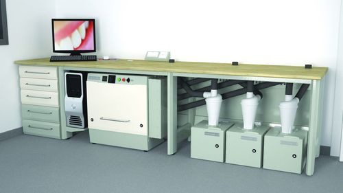Laboratory worktop -  W22+T/125+T125, AS/CAM3+N.3 CICLONE  - ERIO - for dental laboratories / with drawer / with door