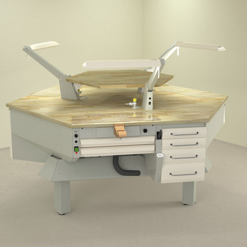 Dental laboratory workstation with shelves - PL/AR+C4 - ERIO - with light / with drawers / freestanding