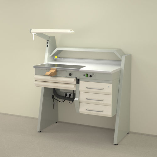 Dental laboratory workstation with shelves - SOLE1 - ERIO - with light / with drawers / compact