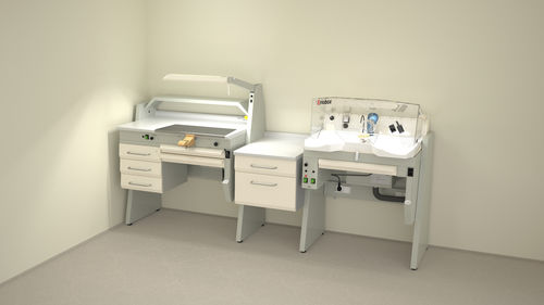 Dental laboratory workstation with shelves - SOLE1/I+SOBF+ERIOBOX - ERIO - with light / with drawers / compact