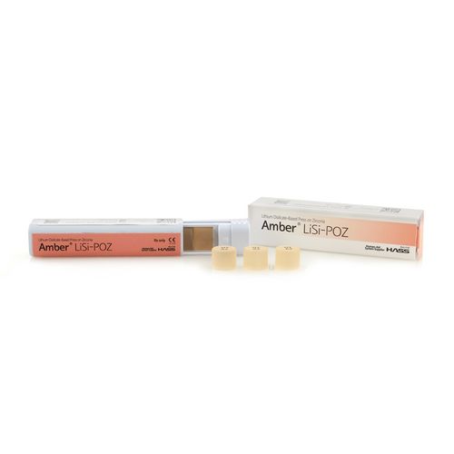 Zirconia dental material - Amber® LiSi-POZ - HASS CORP   - lithium disilicate / for dental restorations / for dental crowns