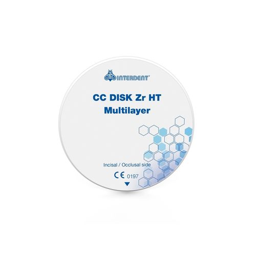 ZrO2 dental material - CC Disk Zr HT Multilayer - Interdent - for ceramic veneering / CAD/CAM / milling