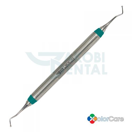 Spoon dental excavator - EXC187 - Jakobi Dental GmbH - ColorCare handle / stainless steel
