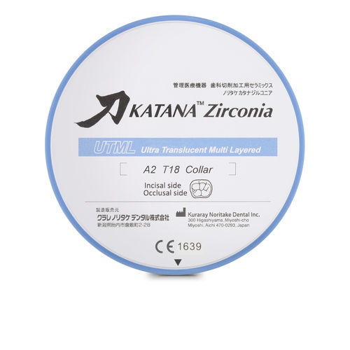 Zirconia dental material - KATANA™ UTML - Kuraray Noritake Dental - for dental bridges / for dental crowns / for dental restorations