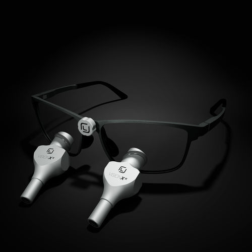 Glasses-type surgical loupe - VISIONX K 4.0 / 5.0 / 6.0 - I.C.Lercher - with headlamp / binocular