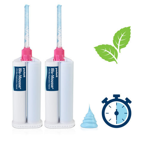 Vinyl polysiloxane dental material - Blu-Mousse® Peppermint Super-Fast - Parkell Inc.   - for impression trays
