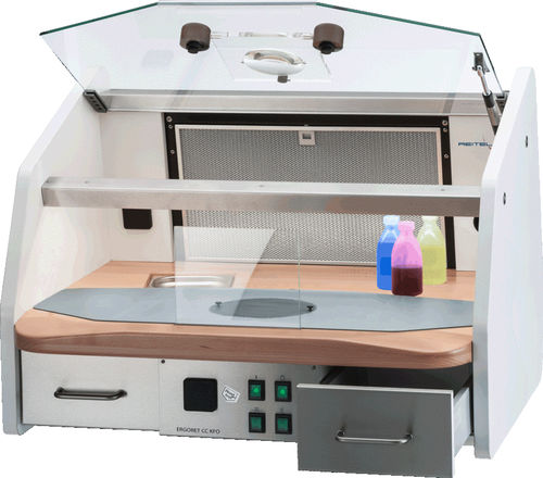Dental laboratory workstation with light - ERGORET CC KFO  - REITEL Feinwerktechnik - lifting / stainless steel