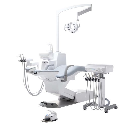Dental treatment unit with hydraulic chair - EURUS S1 - Takara Belmont Italy - with adjustable headrest / with hygiene system / with delivery system