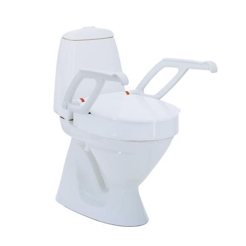 Raised toilet seat with armrests - Aquatec 90000 - Invacare - with lid