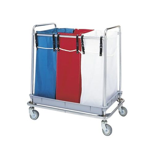 Medical linen trolley - F-LP-110-3 - Behmpat Producciones S.L - transport / 3-bag / stainless steal