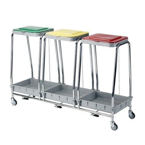 Dirty linen trolley - F-LP-580-T-CR - Behmpat Producciones S.L - medical / transport / 3-bag