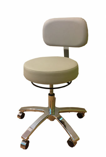 Doctor's office stool - Regular - Entermed - height-adjustable / on casters / with backrest