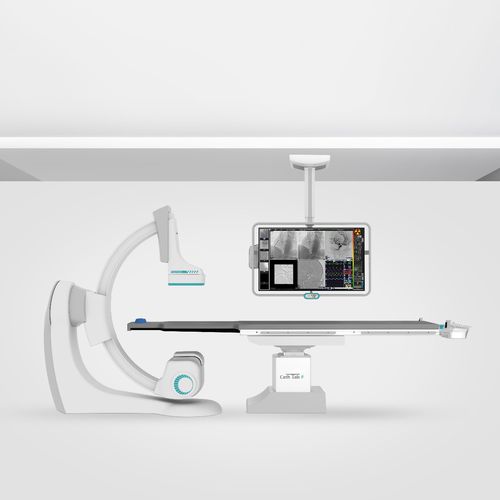 Digital fluoroscopy system - ALTIMA F100 - Allengers Medical Systems - for cardiovascular fluoroscopy / with floor-mounted C-arm