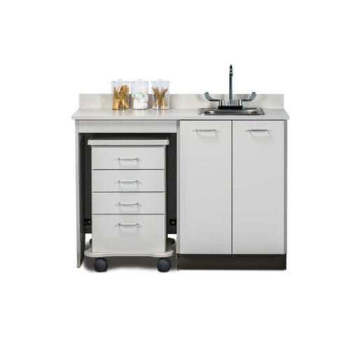 Hospital cabinet - 48048L - Clinton Industries - on casters / metal / stainless steel