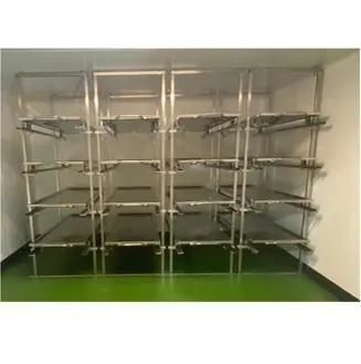 Mortuary stretcher storage rack - 5 - EIHF-ISOFROID - on casters / stainless steel