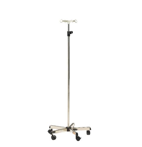 IV pole on casters - R-1 - Hebei Pukang Medical Instruments - 4-hook / stainless steel / for beds