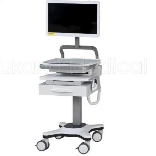 Panel PC computer cart - F-02 - Hebei Pukang Medical Instruments - point-of-care / motorized / height-adjustable