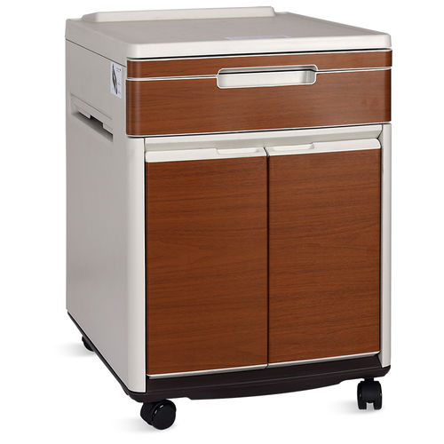 Bedside cabinet on casters - SKS013-1 - Jiangsu Saikang Medical Equipment - with over-bed table / with drawers
