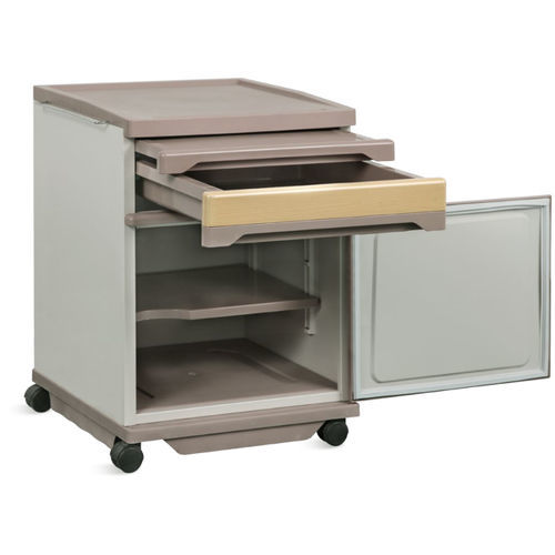 Bedside table on casters - SKS008 - Jiangsu Saikang Medical Equipment - with integrated over-bed table / with wardrobe / with drawers