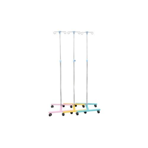 IV pole on casters - SKH041-3 - Jiangsu Saikang Medical Equipment - 4-hook / telescopic / stainless steel
