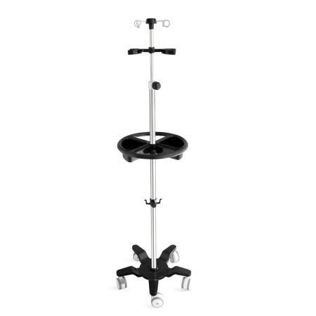 IV pole on casters - SKH041(15) - Jiangsu Saikang Medical Equipment - 4-hook / stainless steel / height-adjustable
