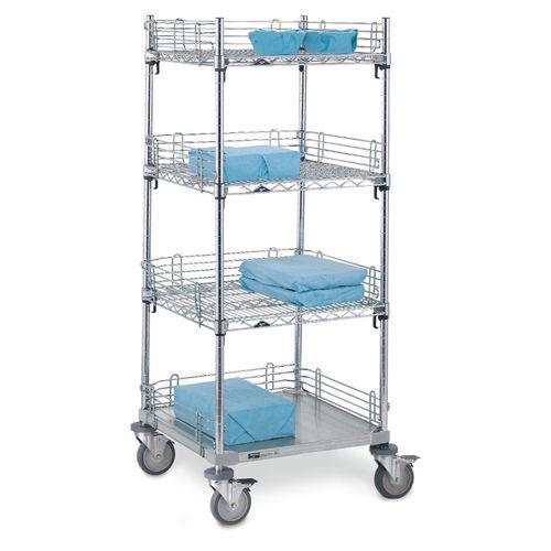 Stainless steel trolley - CASE-OH24 - InterMetro - with shelf / open-structure