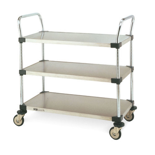 Utility trolley - MW series - InterMetro - stainless steel / 3-shelf / mobile